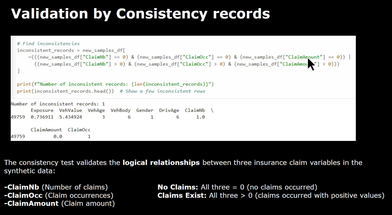 Validation by Consistency records