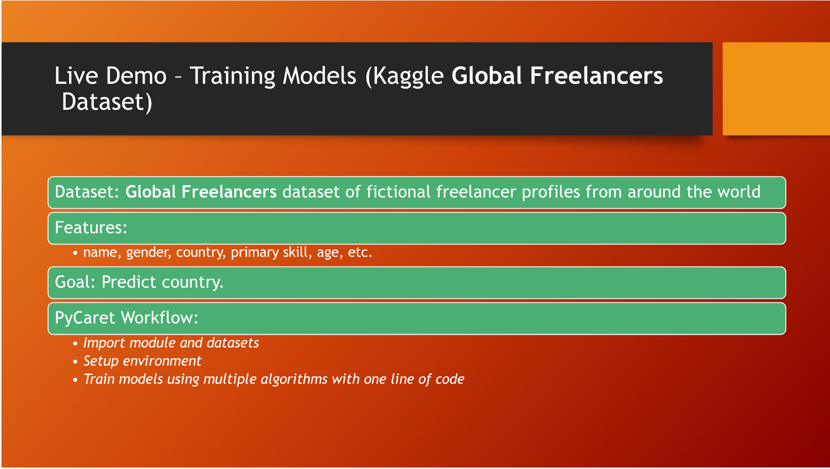 Live Demo – Training Models